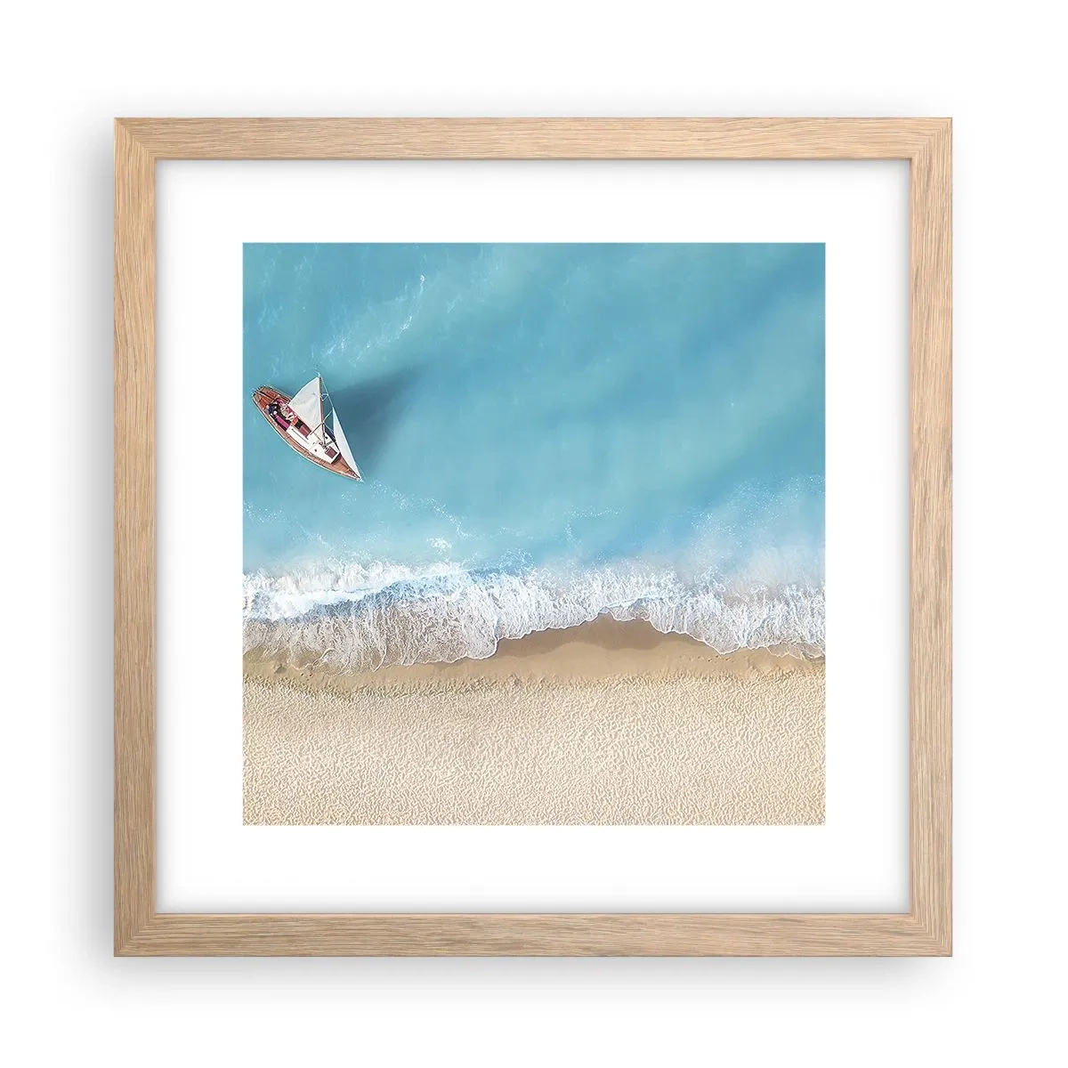 Pôster com moldura de carvalho claro - No limite do azul e do ouro - 30x30 cm