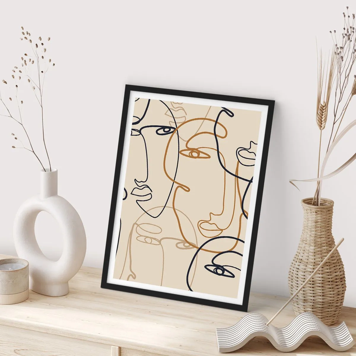 Pôster com moldura preta - Retrato multiplicado - 40x50 cm