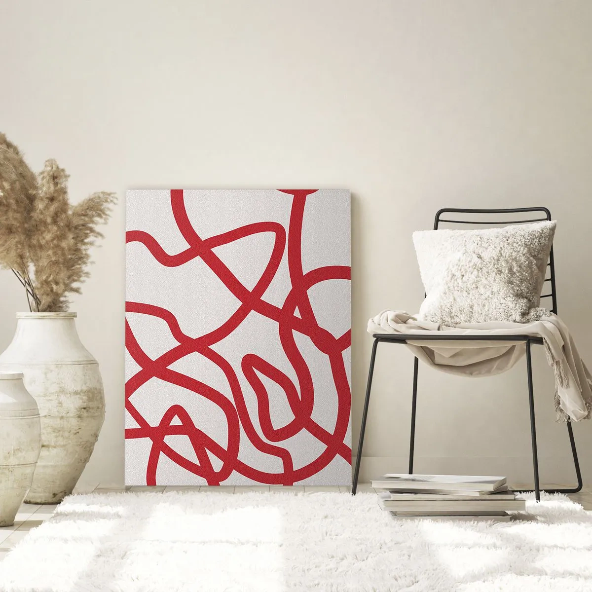 Quadro em vidro - Vermelho em branco - 50x70 cm
