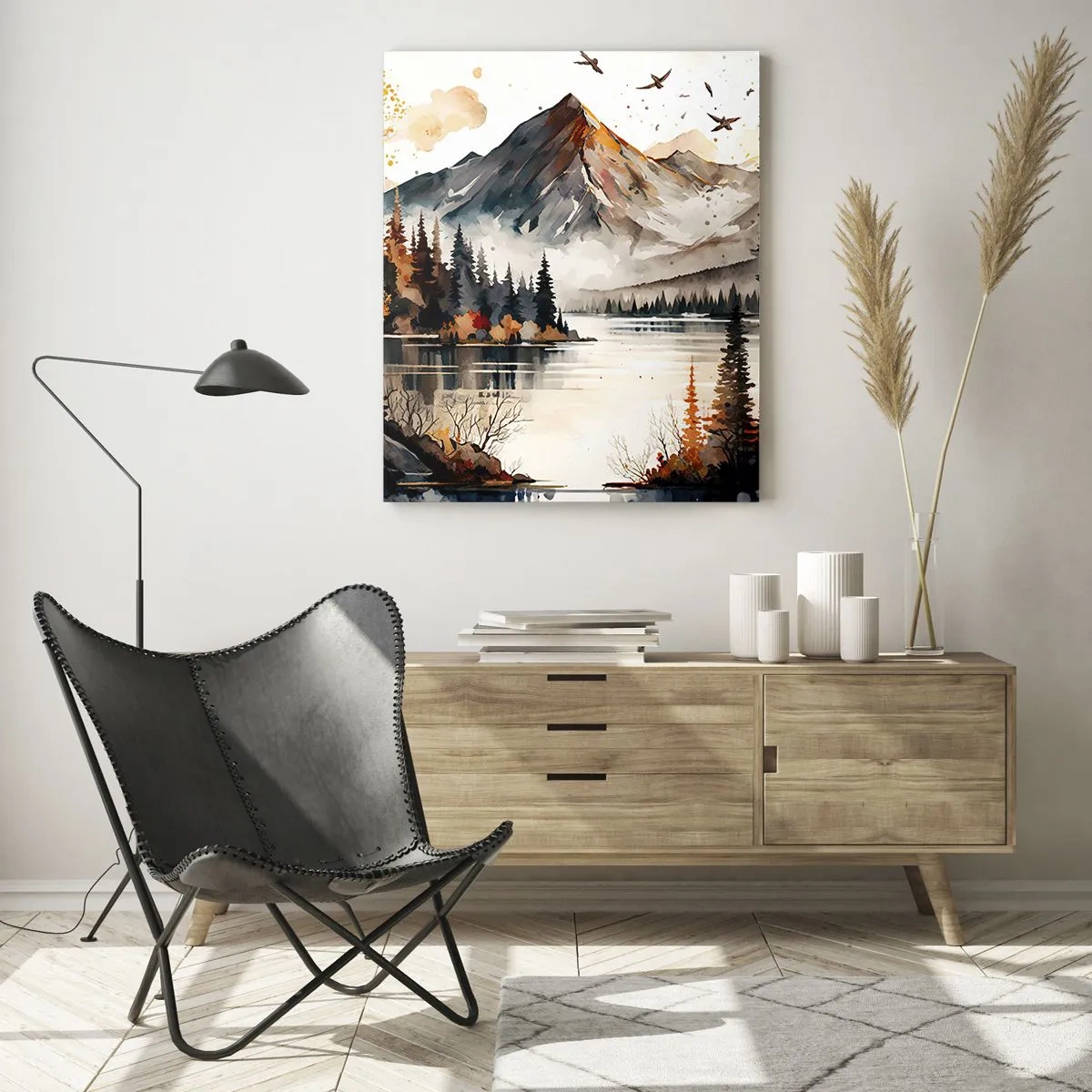 Quadro em vidro - Outono dourado nas montanhas - 50x70 cm
