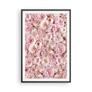 Pôster com moldura preta - Uma cama de rosas - 61x91 cm