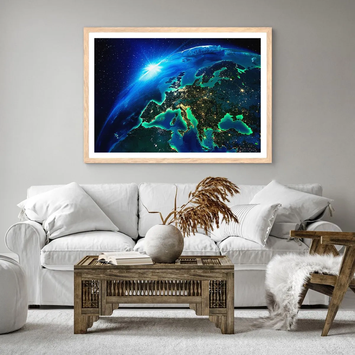 Pôster com moldura de carvalho claro - Uma Europa cintilante - 100x70 cm