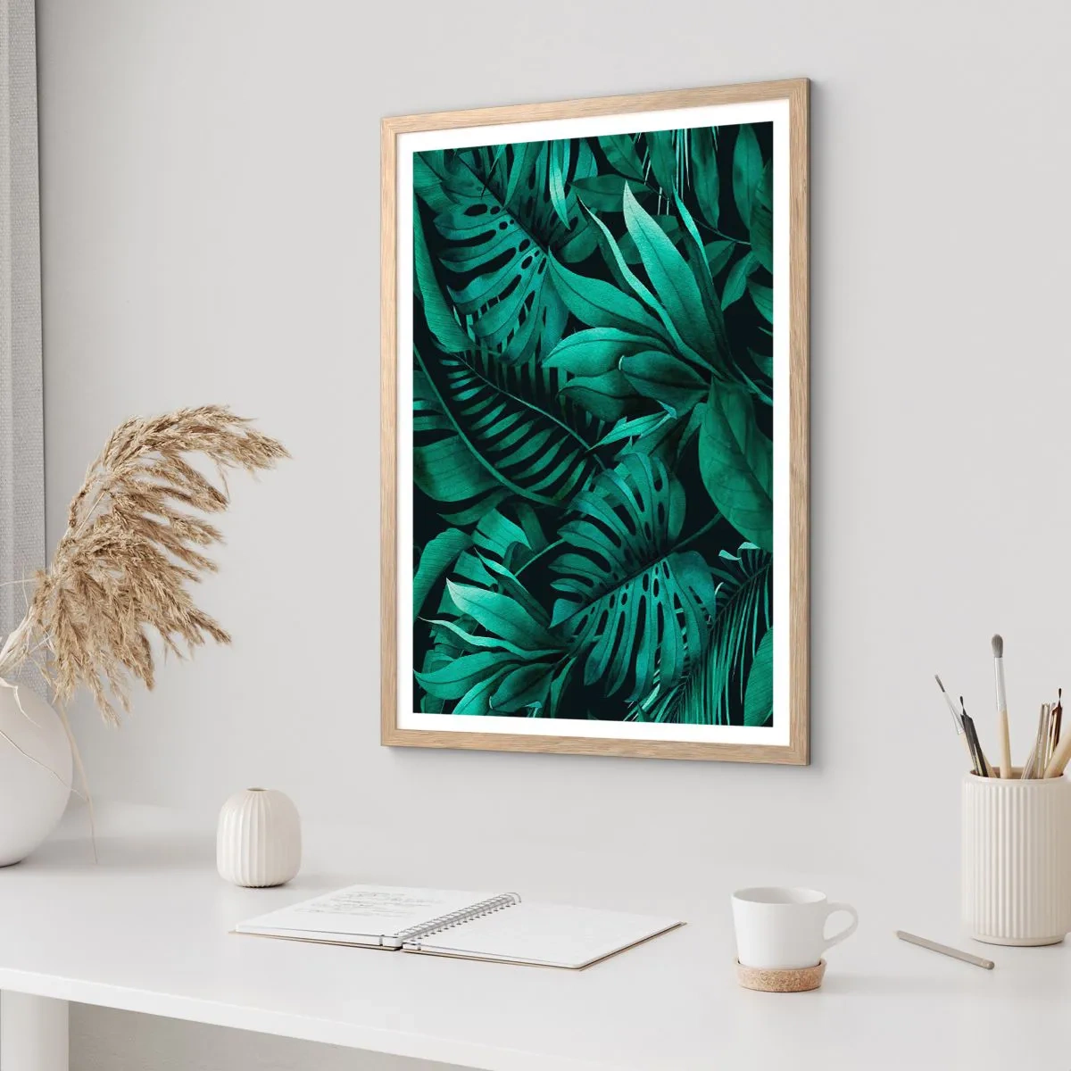 Pôster com moldura de carvalho claro - A profundidade da vegetação tropical - 70x100 cm