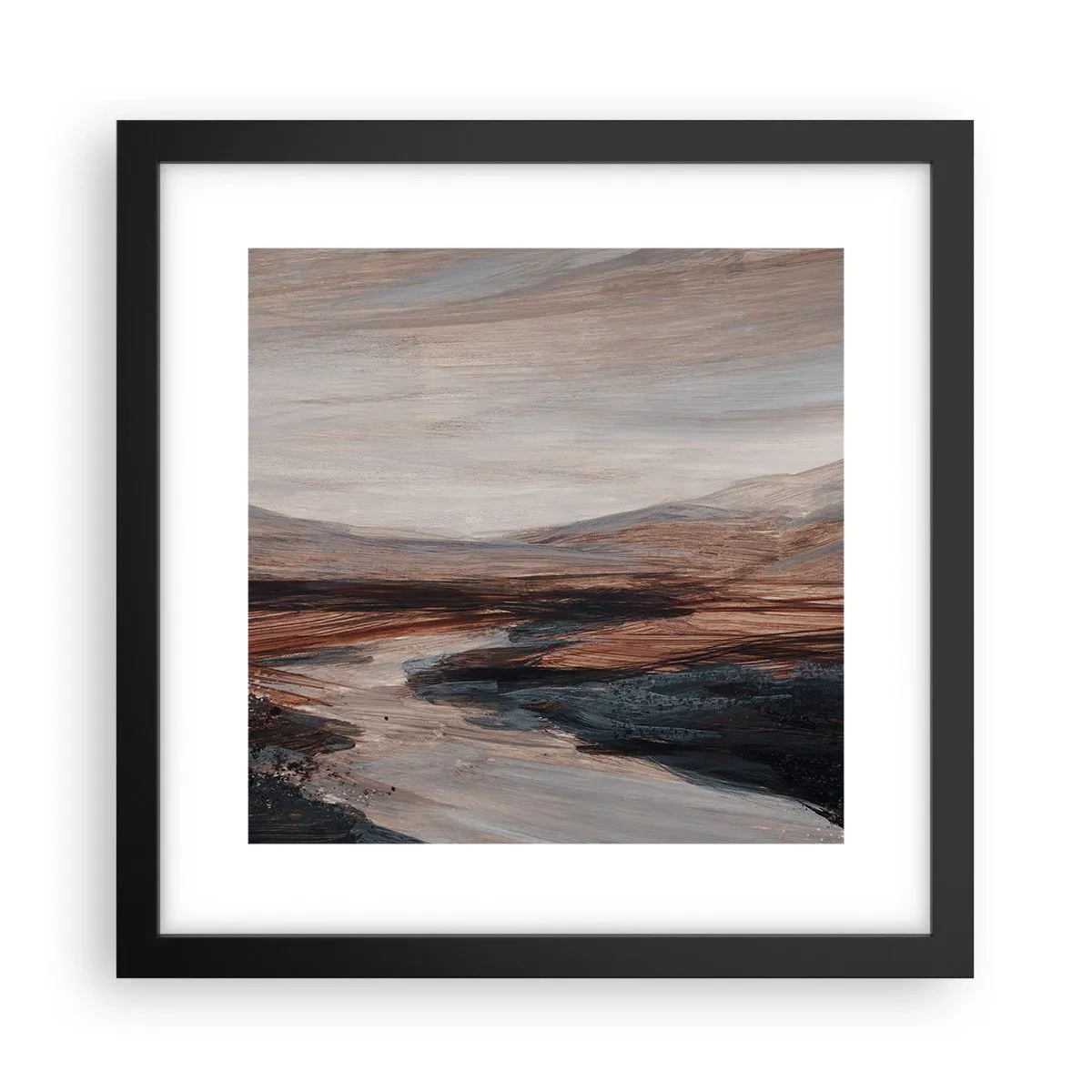 Pôster com moldura preta - Um vale tranquilo - 30x30 cm