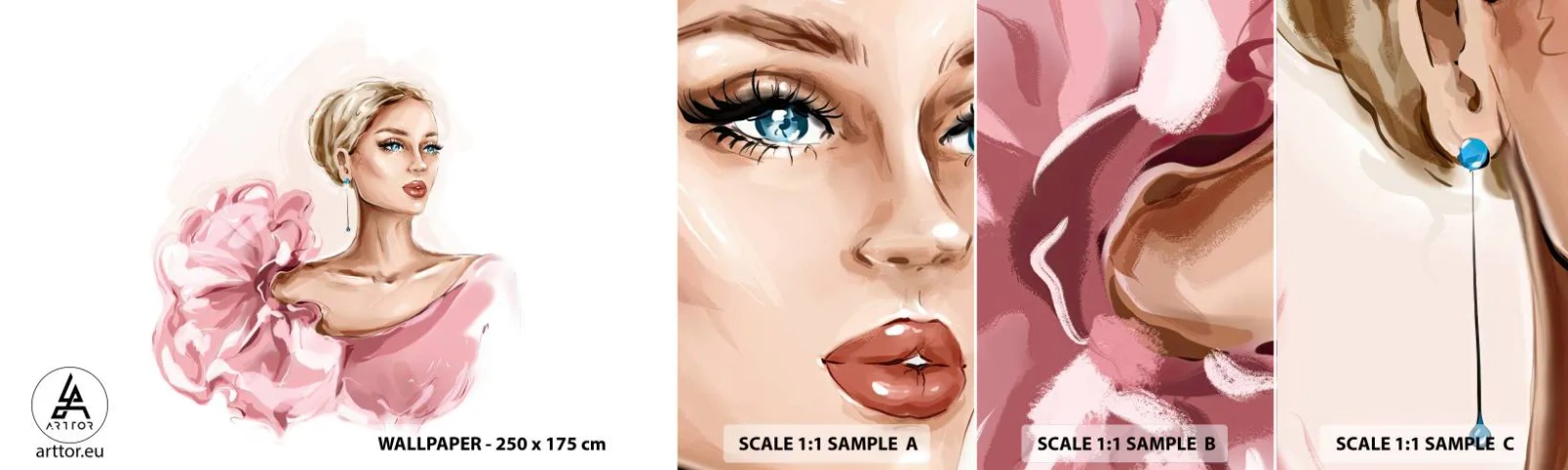 Amostra de Papel de Parede Standard Eco - Parece pintada... - Mulher, Moda, Gráficos - 100x30 cm