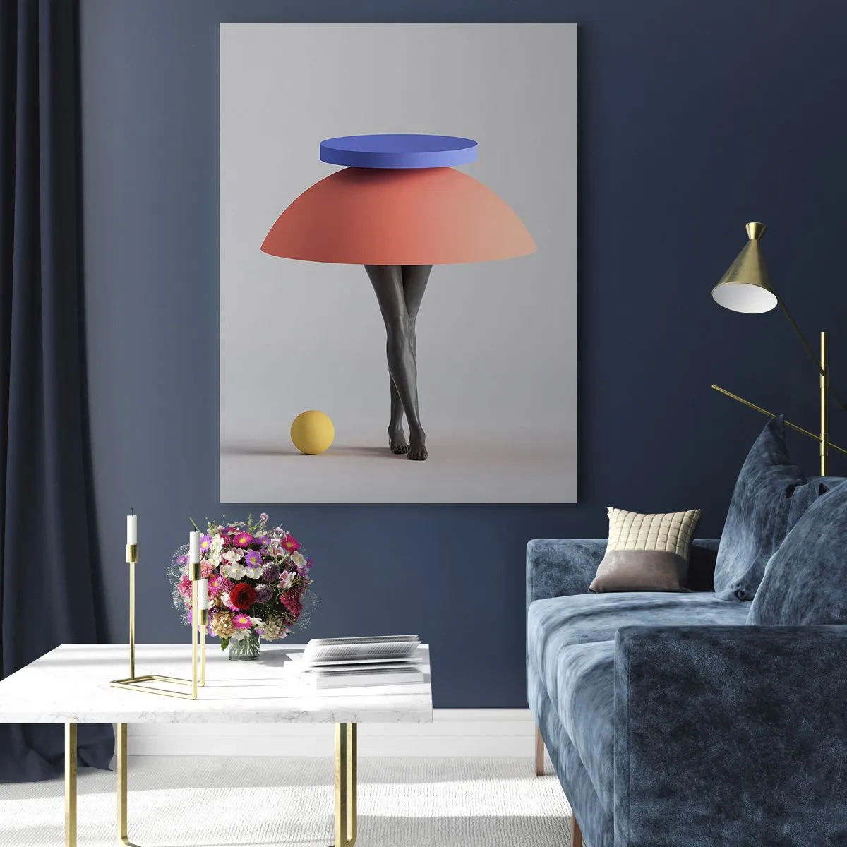 Quadro em vidro - Composição surrealista - 70x100 cm