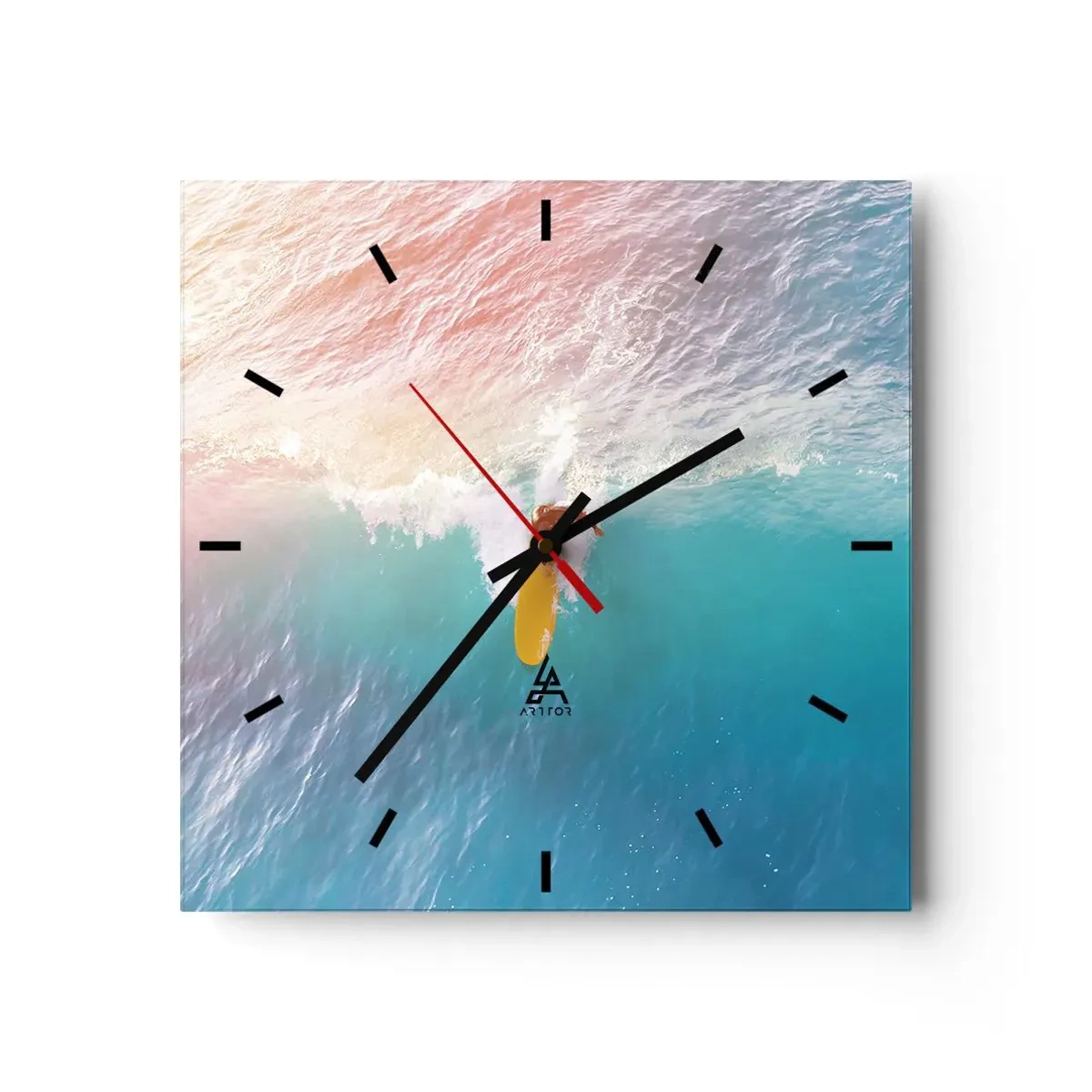 Relógio de parede - Relógio em vidro - Cavaleiro oceânico - 30x30 cm
