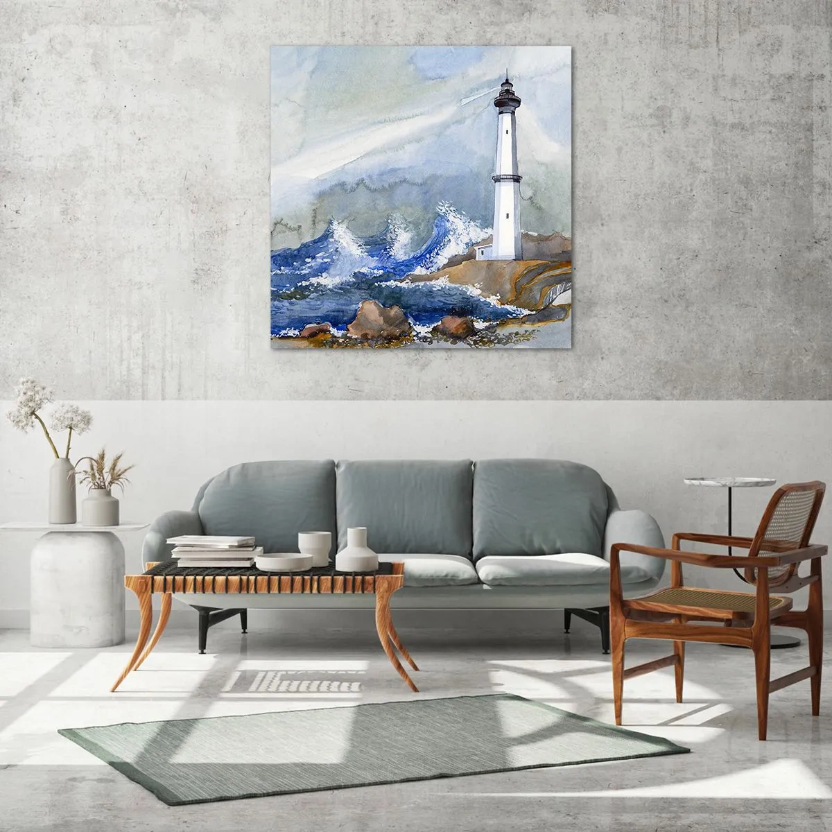 Quadro em vidro - Contra as trevas e a tempestade - 70x70 cm
