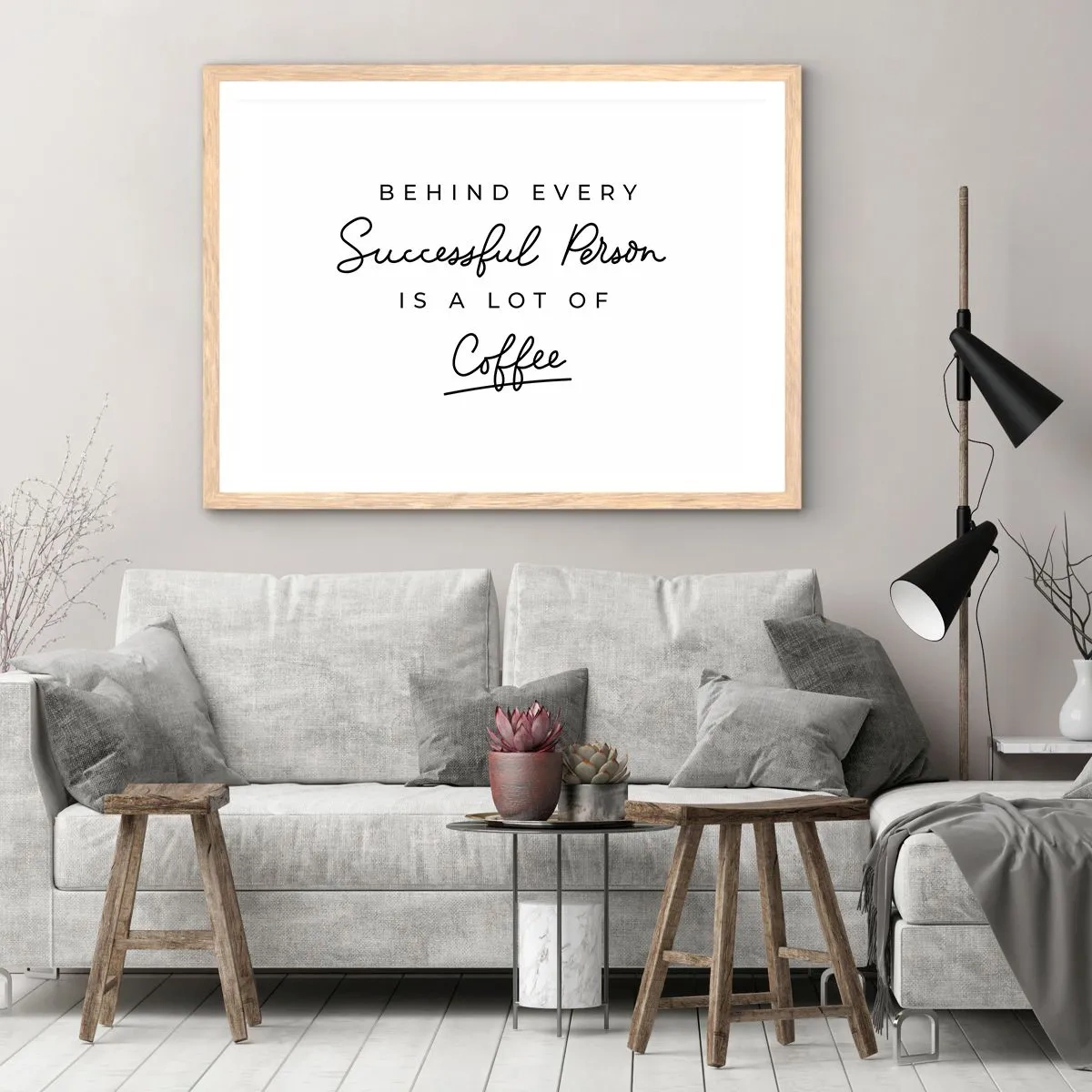 Pôster com moldura de carvalho claro - O segredo do sucesso - 70x50 cm