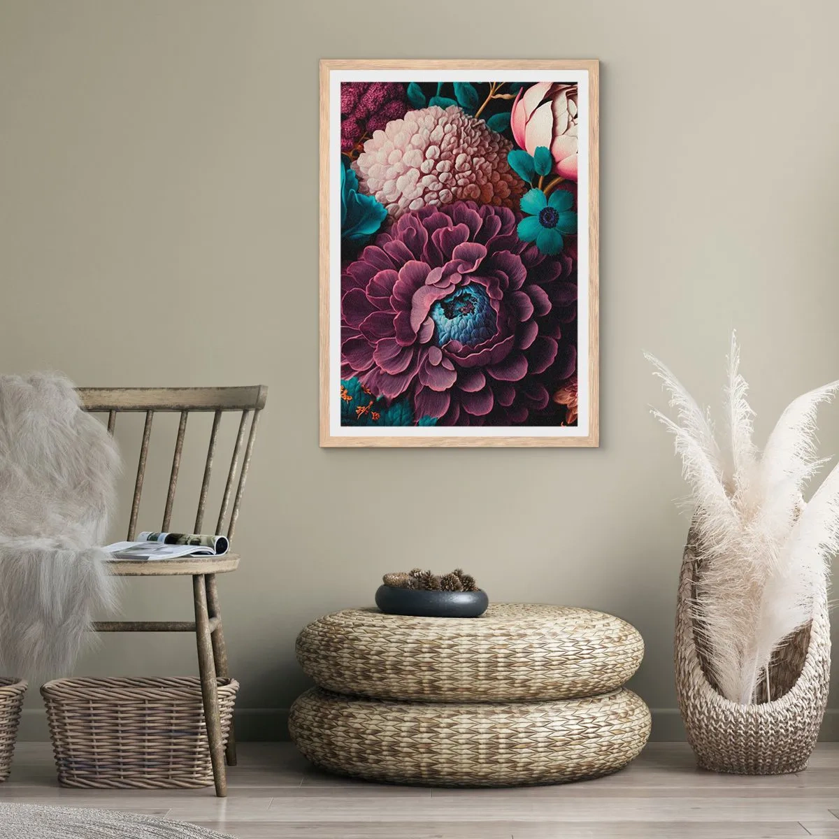 Pôster com moldura de carvalho claro - Natureza em abundância - 30x40 cm