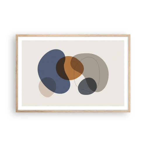 Pôster com moldura de carvalho claro - Gotas de cor - 91x61 cm