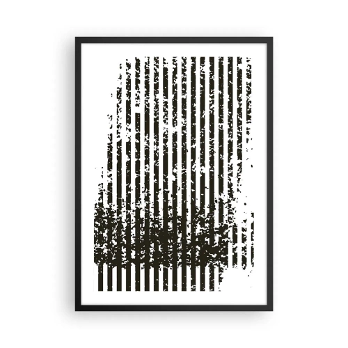 Pôster com moldura preta - Padrão abstrato com linhas e textura - 50x70cm - Ritmo e ruído - Decoração de parede moderna para a sala de estar e quarto ARTTOR