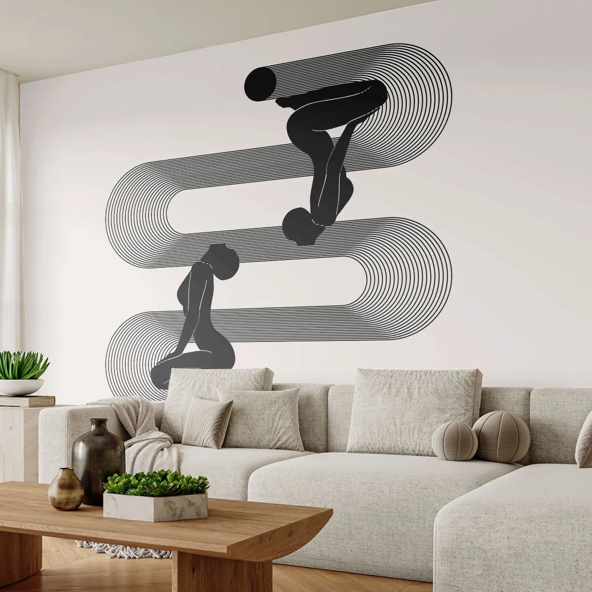 Papel de Parede Autocolante Deluxe Sticker - Simetria sensual - Mulheres, Linhas, Meditação - 250x175 cm