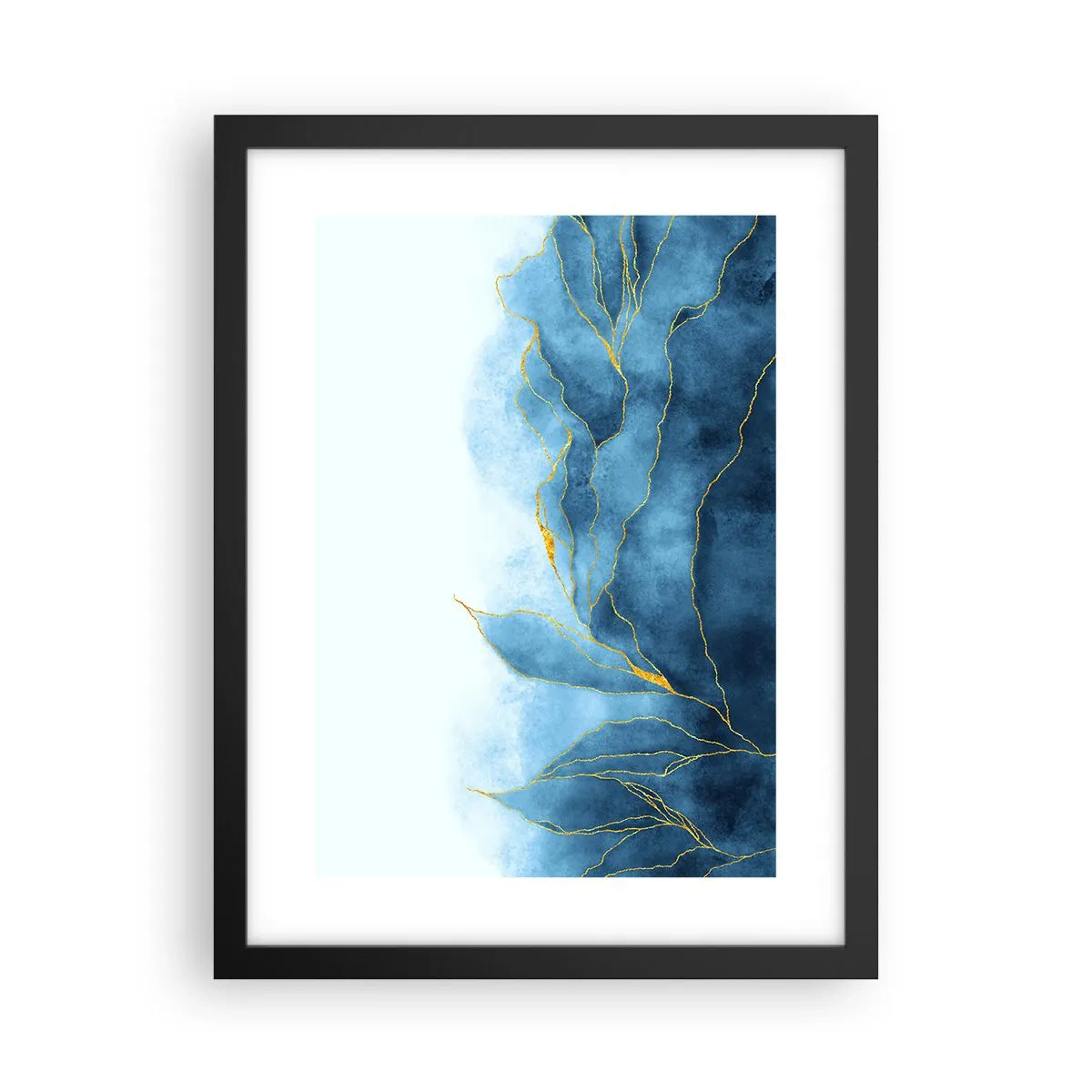 Pôster com moldura preta - Azul dourado - 30x40 cm