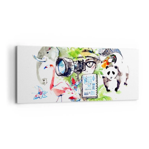 Quadro em tela - Através da lente do viajante - 100x40 cm