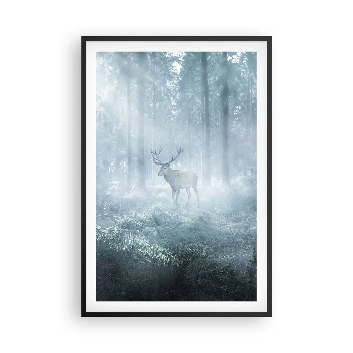 Pôster com moldura preta - Passeio matinal à volta da propriedade - 61x91 cm