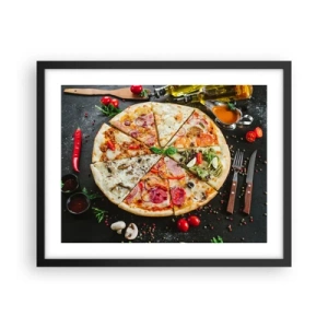 Pôster com moldura preta - Gama de sabores - 50x40 cm