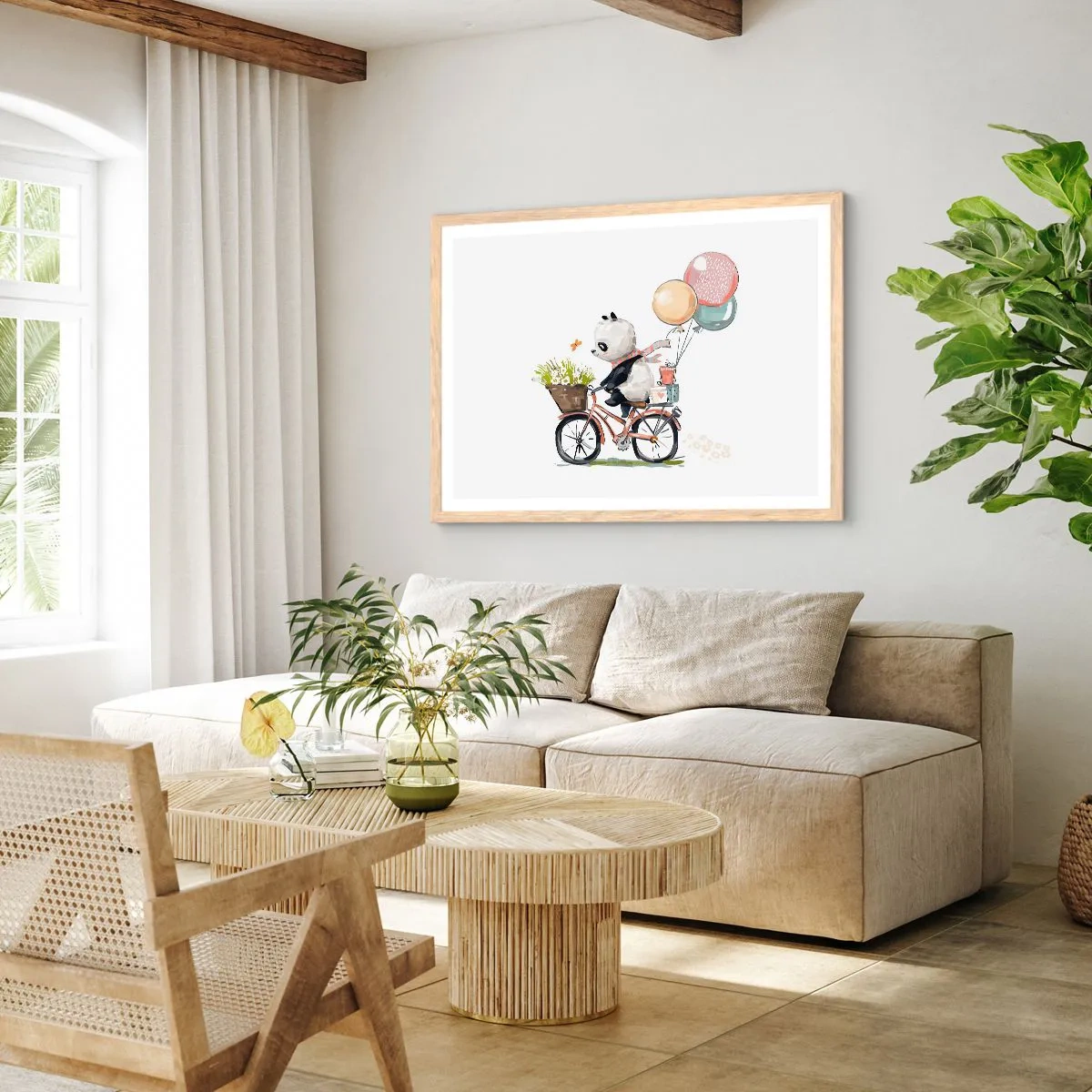 Pôster com moldura de carvalho claro - Dia feliz  - 40x30 cm