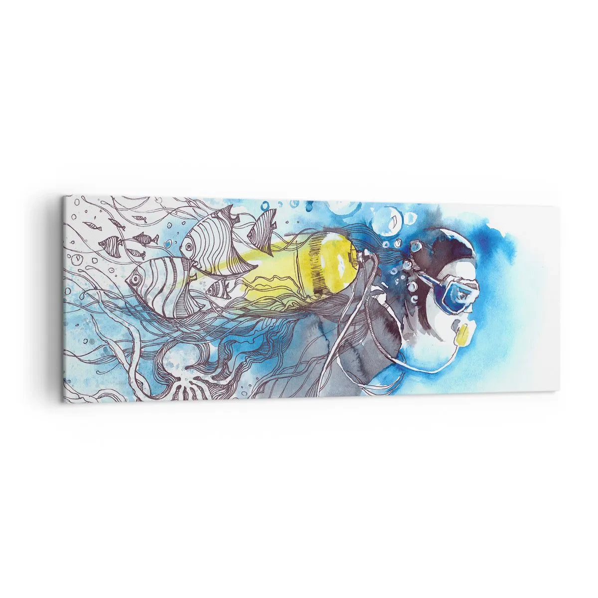 Quadro em tela - Azul Infinito - 140x50 cm