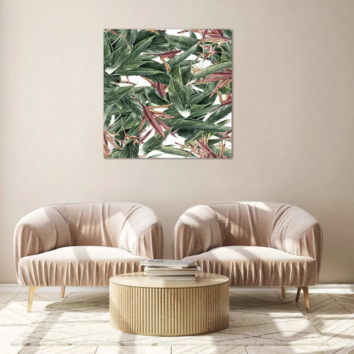 Quadro em vidro - Matagal esmeralda-lilás - 70x70 cm