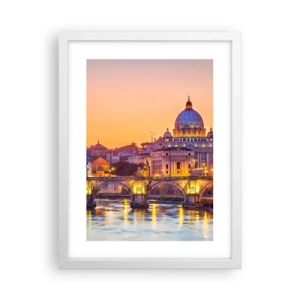Pôster em moldura branca - Crepúsculo sobre a Cidade Eterna - 30x40 cm