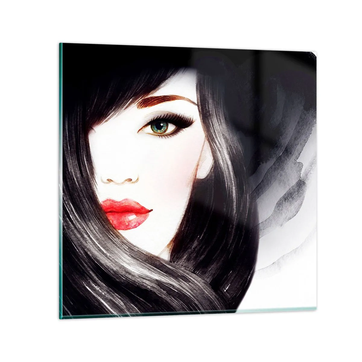 Quadro em vidro - Olhar de safira - 30x30 cm
