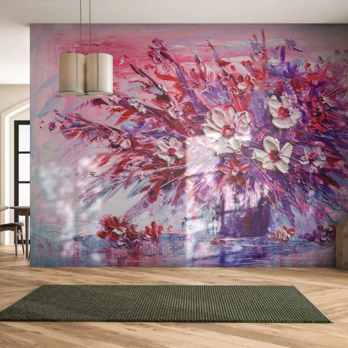 Papel de Parede Premium Canvas - Inocência e paixão - Flores, Buquê de flores, Jardim - 500x350 cm