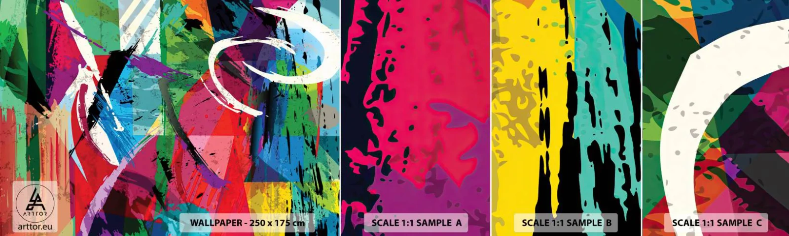 Amostra de Papel de Parede Standard Eco - Rápido, vivo e animado - Abstração, Pedaço, Arte Moderna - 100x30 cm