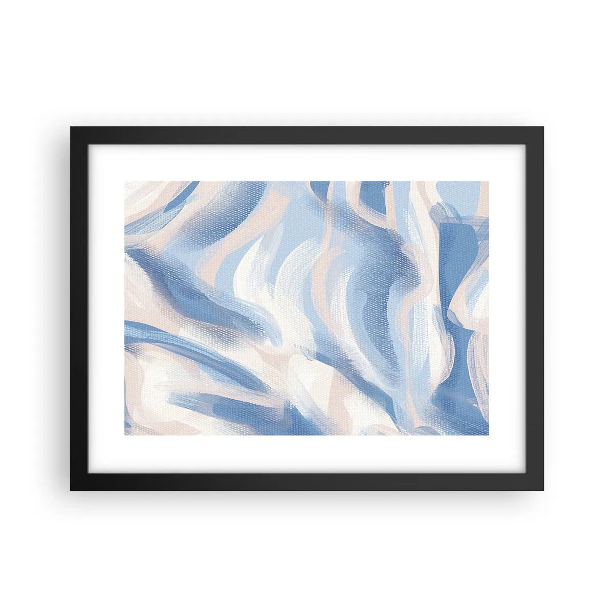 Pôster com moldura preta - Ondas azuis - 40x30 cm