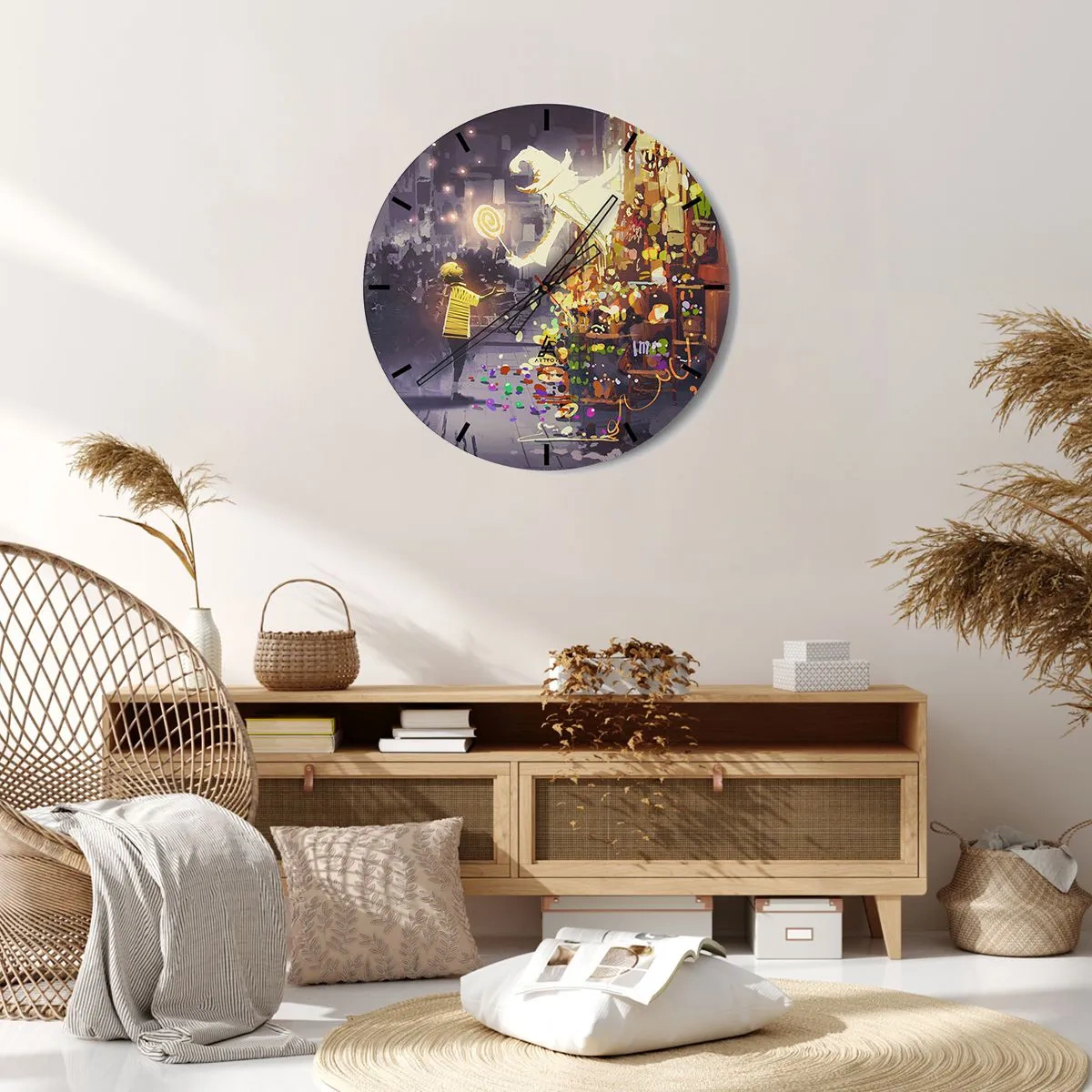 Relógio de parede - Relógio em vidro - Os feitiços existem - 40x40 cm