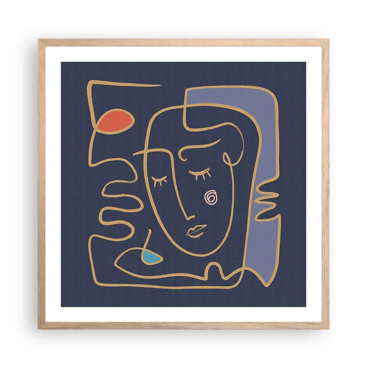 Pôster com moldura de carvalho claro - Nos pensamentos - 60x60 cm