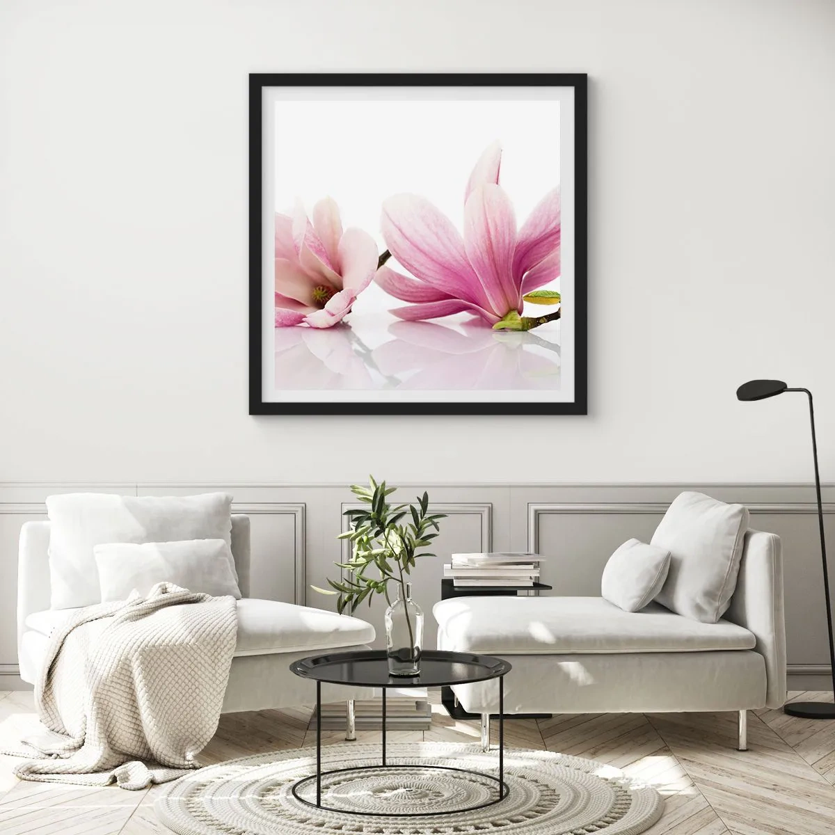 Pôster com moldura preta - Suave como um sopro de primavera - 60x60 cm