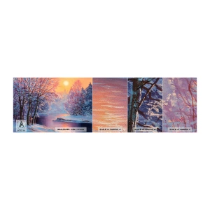 Amostra de papel de parede Premium Sand - Cores do inverno - Paisagem, Rio, Floresta - 100x30 cm