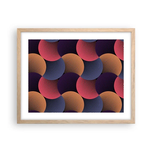 Pôster com moldura de carvalho claro - Num ritmo circular - 50x40 cm