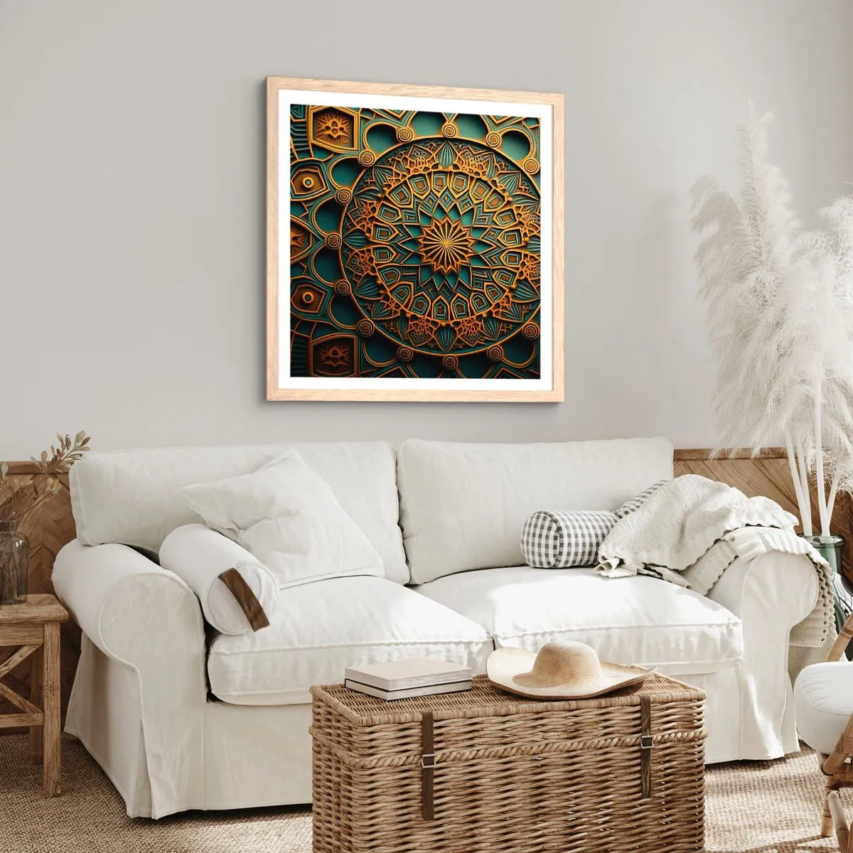 Pôster com moldura de carvalho claro - Em uma atmosfera árabe - 60x60 cm