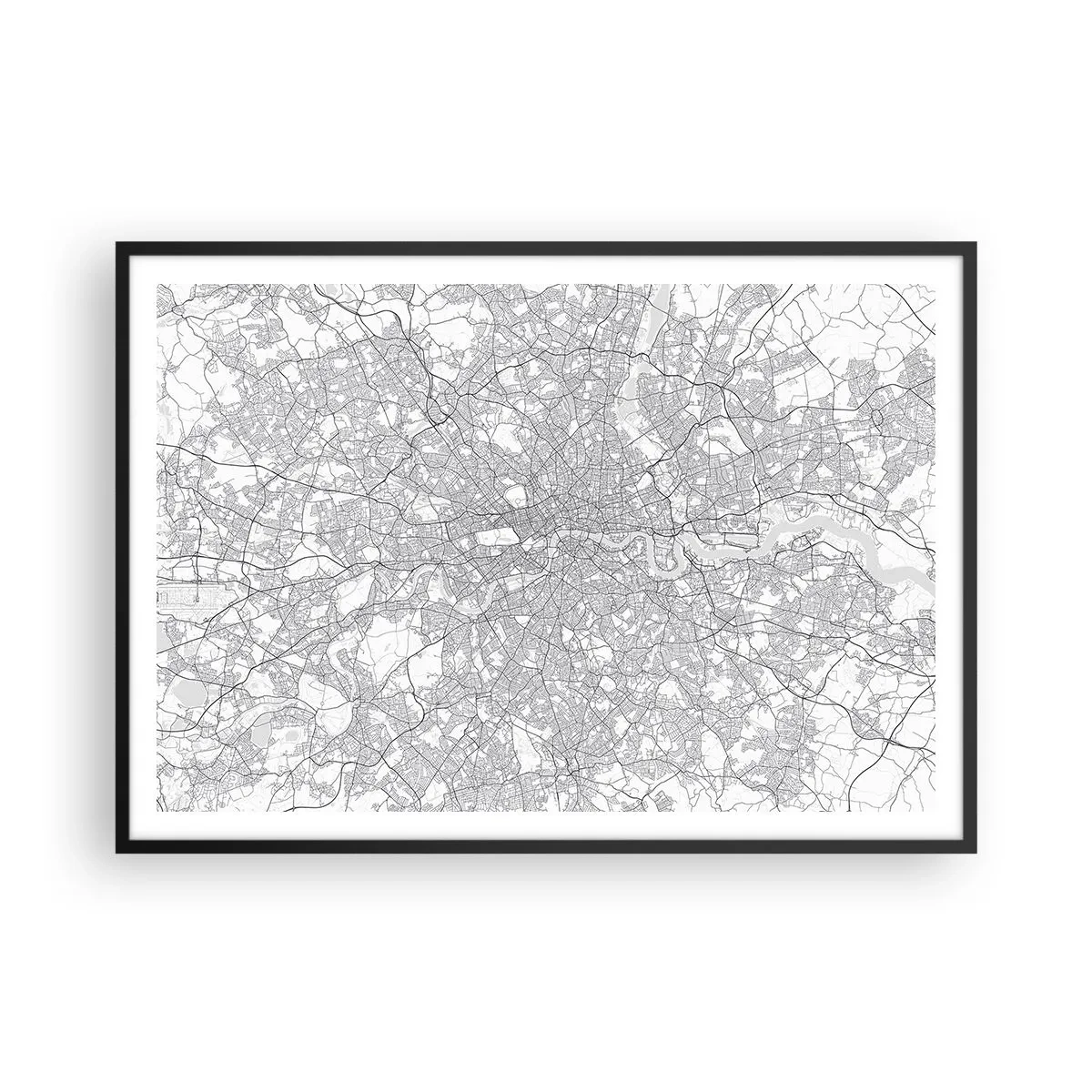Pôster com moldura preta - Mapa do labirinto de Londres - 100x70 cm