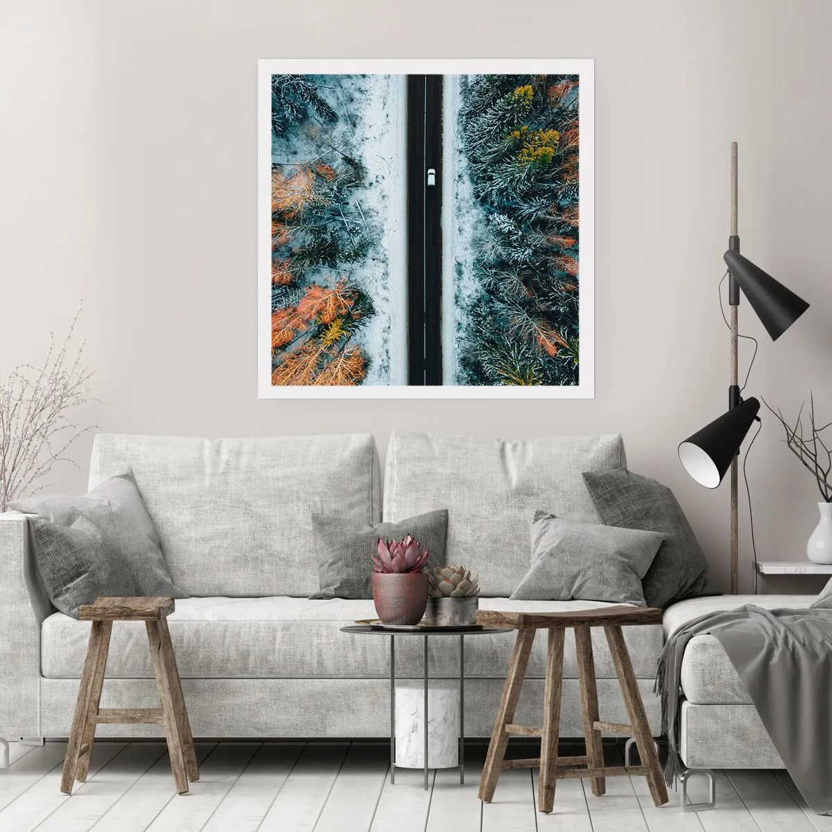 Pôster - Cortar a floresta no inverno - 40x40 cm