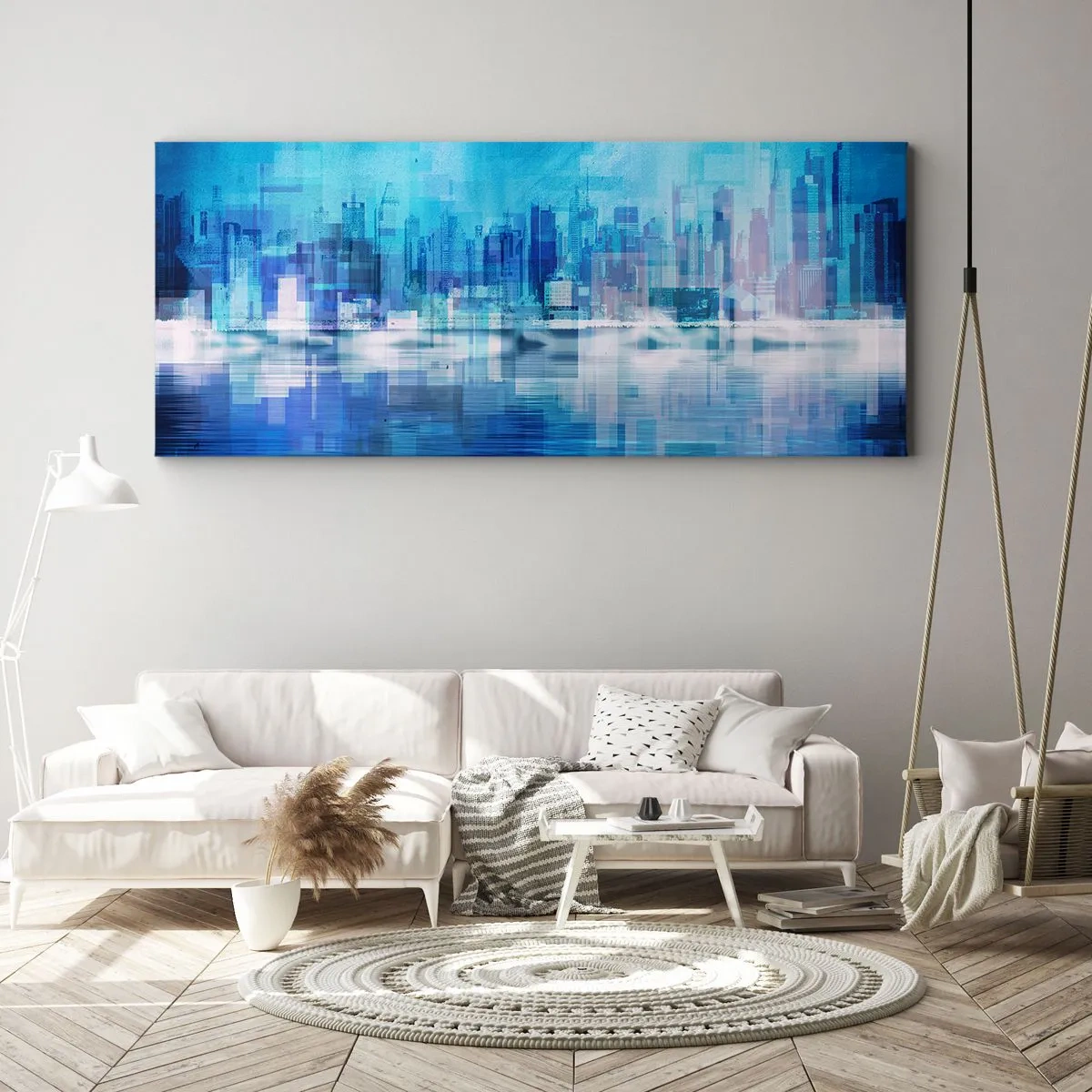 Quadro em tela - Imerso em azul - 160x50 cm