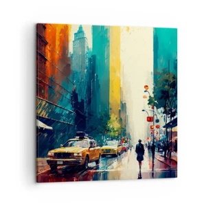 Quadro em tela - Nova York – até a chuva é colorida aqui - 50x50 cm