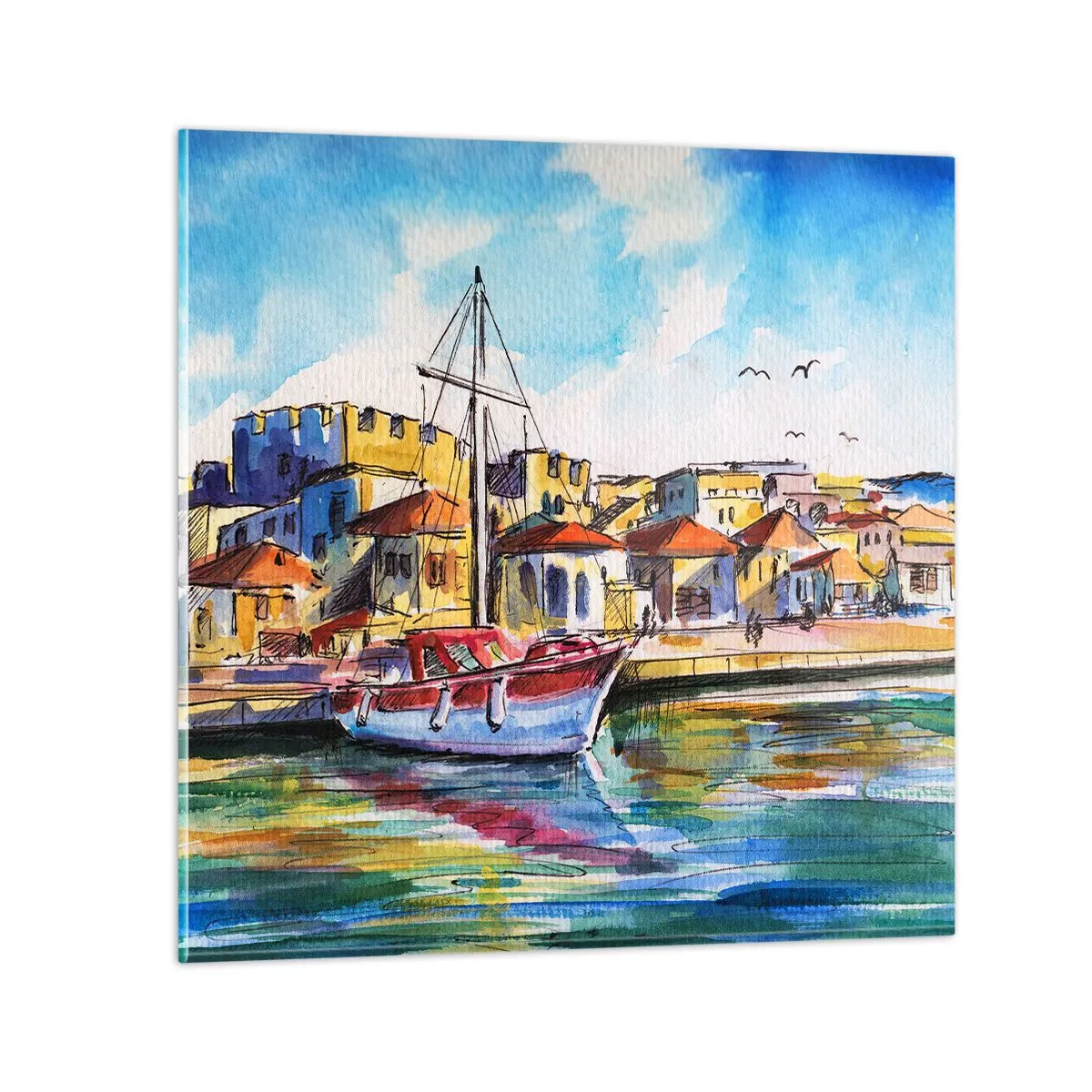 Quadro em vidro - Tarde de arco-íris - 40x40 cm