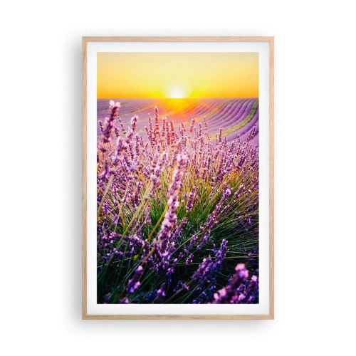 Pôster com moldura de carvalho claro - Prado perfumado - 61x91 cm