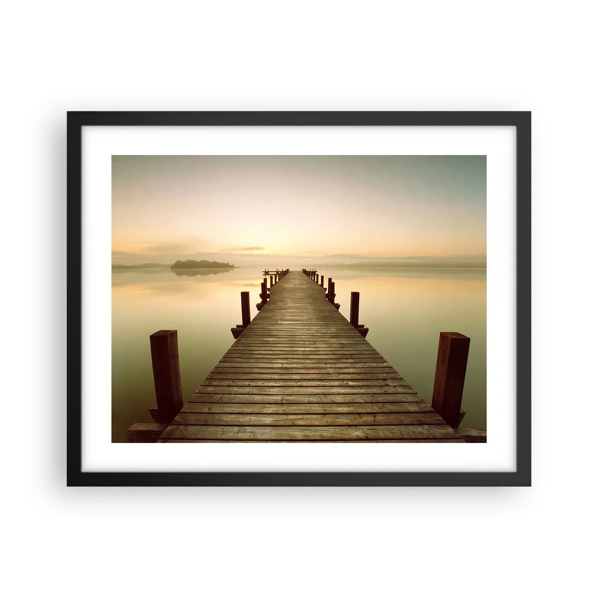 Pôster com moldura preta - Antes do amanhecer, nascer do sol, luz - 50x40 cm