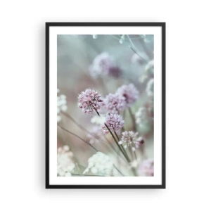 Pôster com moldura preta - Flores delicadas em tons pastéis - 50x70cm - Doce delicadeza das ervas - Decoração de parede moderna para a sala de estar e quarto ARTTOR