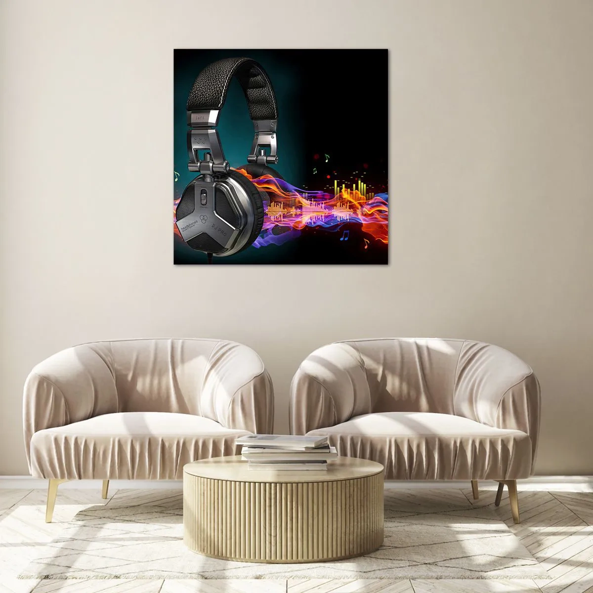 Quadro em vidro - No fogo da música - 50x50 cm