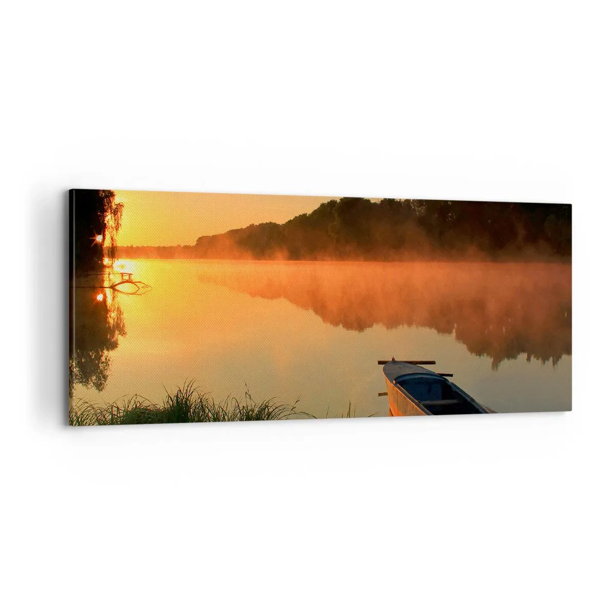Quadro em tela - Nascer do sol sobre a água como um espelho - 100x40 cm