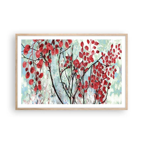 Pôster com moldura de carvalho claro - Árvore em escarlate - 91x61 cm