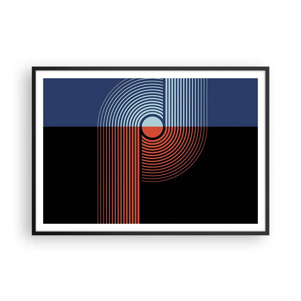 Pôster com moldura preta - Num abraço geométrico - 100x70 cm