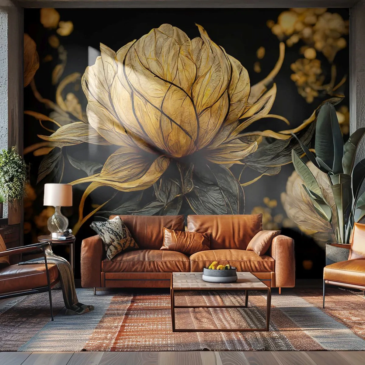 Papel de parede personalizado Premium Canvas - Fragilidade sutil - Flor, Art Deco, Glamour