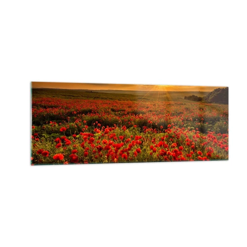 Quadro em vidro - Entre o farfalhar da onda de prados, entre o dilúvio das flores - 140x50 cm