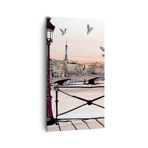 Quadro em tela - Sobre os telhados de Paris - 45x80 cm